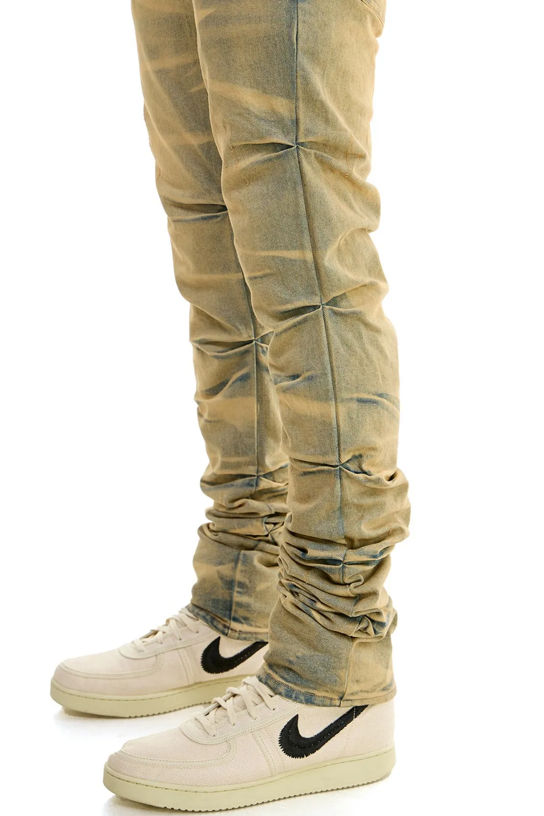 Shirring Stacked Jeans - Stacked Fit