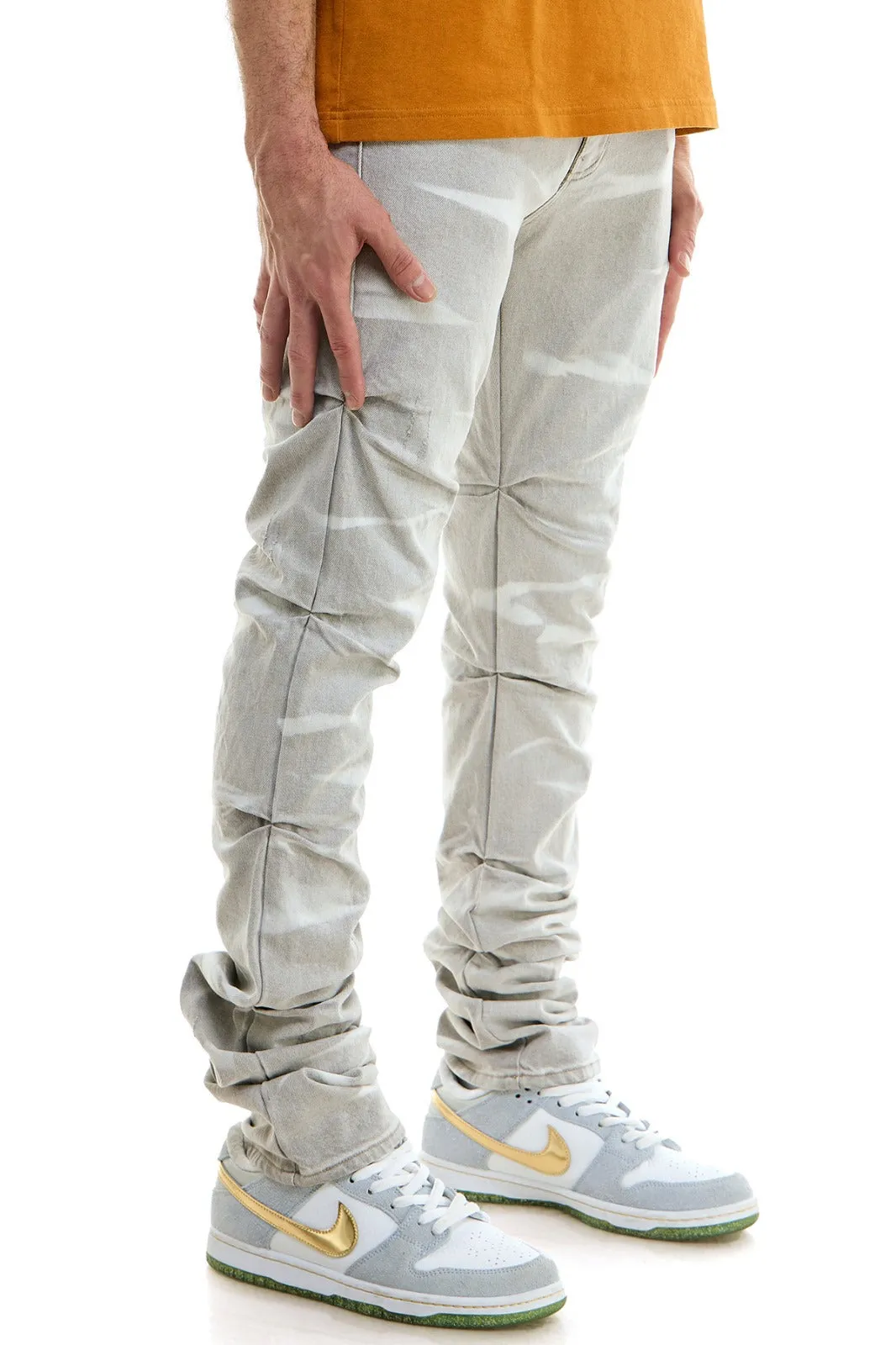 Shirring Stacked Jeans - Stacked Fit