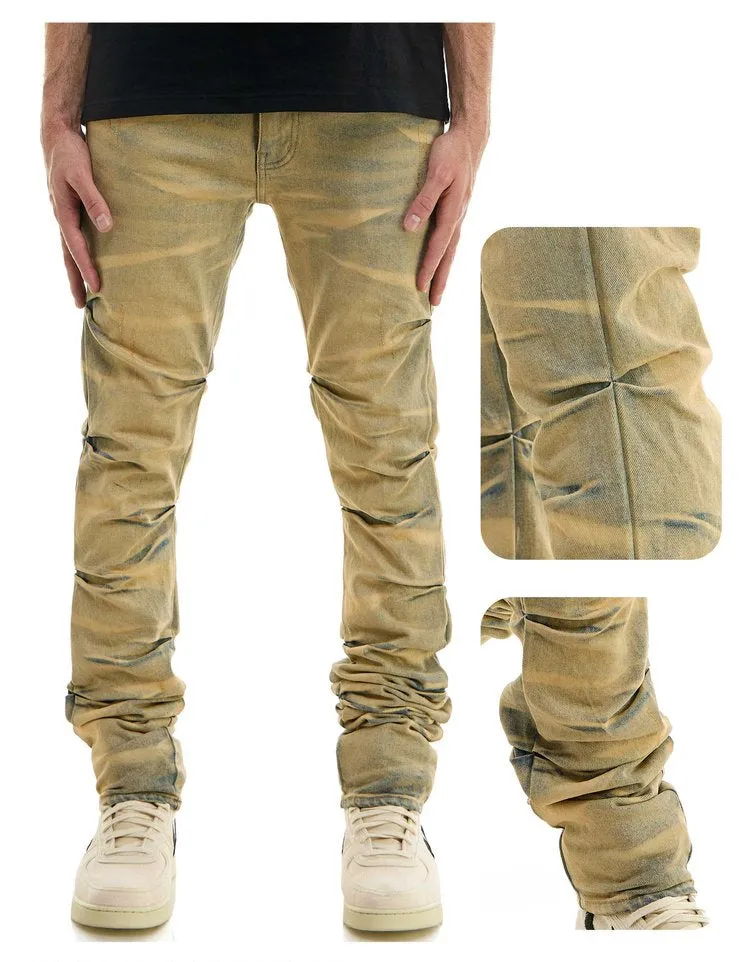 Shirring Stacked Jeans - Stacked Fit