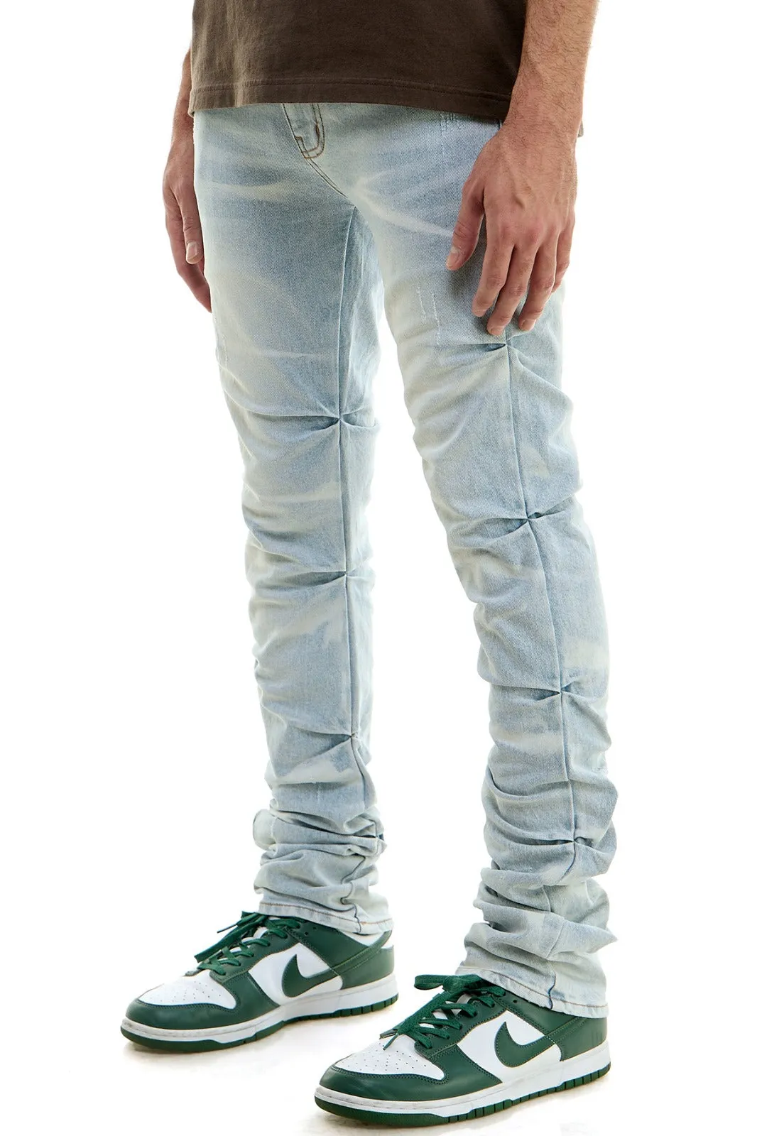 Shirring Stacked Jeans - Stacked Fit