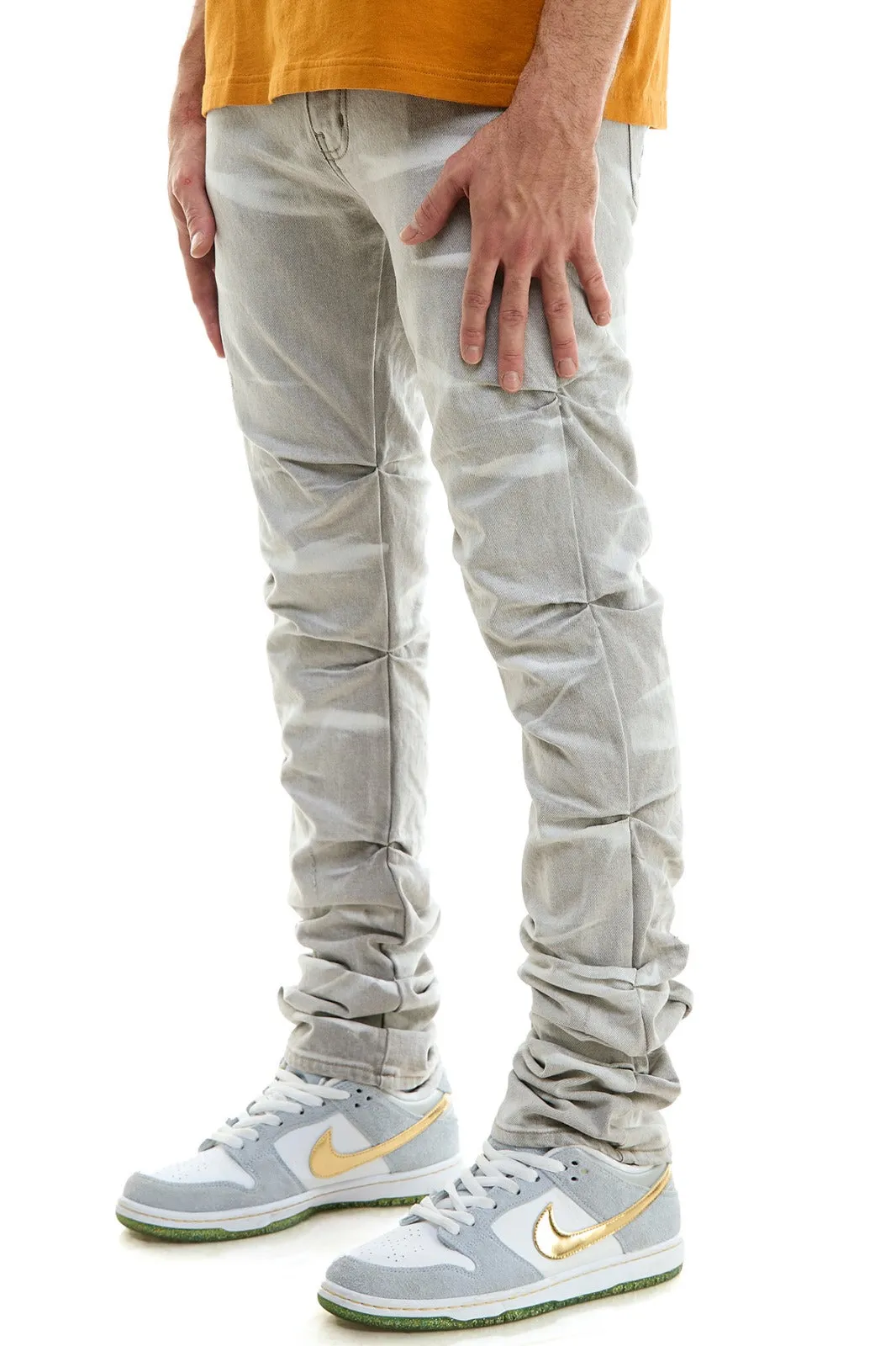 Shirring Stacked Jeans - Stacked Fit