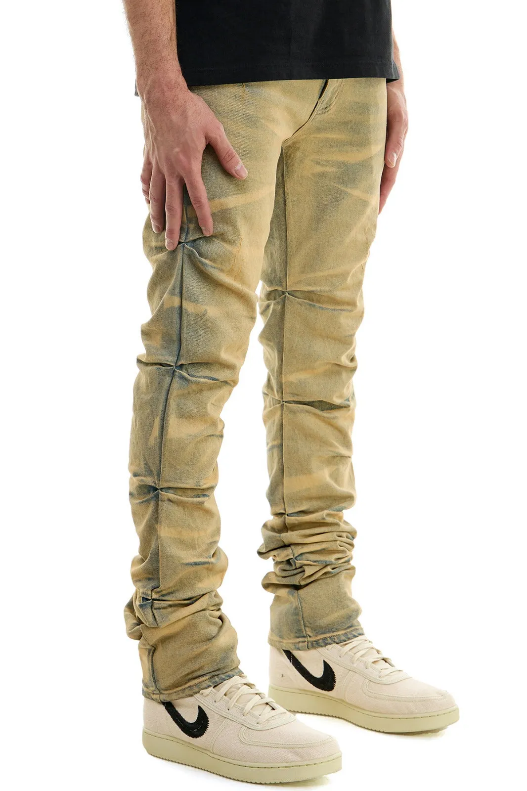 Shirring Stacked Jeans - Stacked Fit