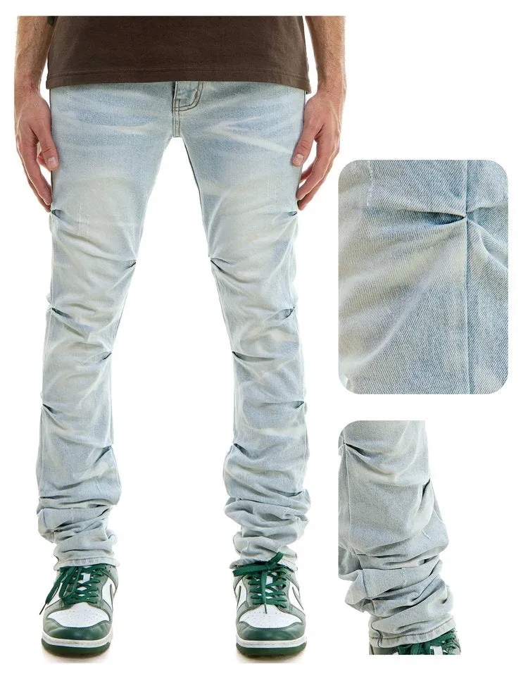 Shirring Stacked Jeans - Stacked Fit