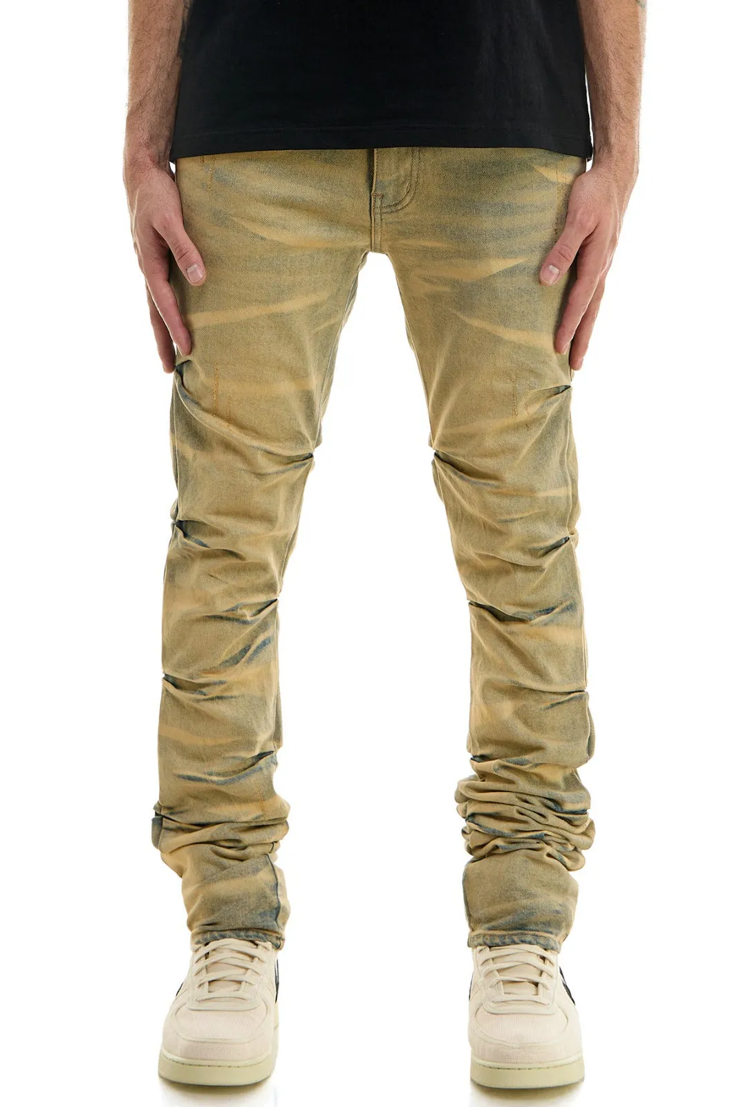 Shirring Stacked Jeans - Stacked Fit