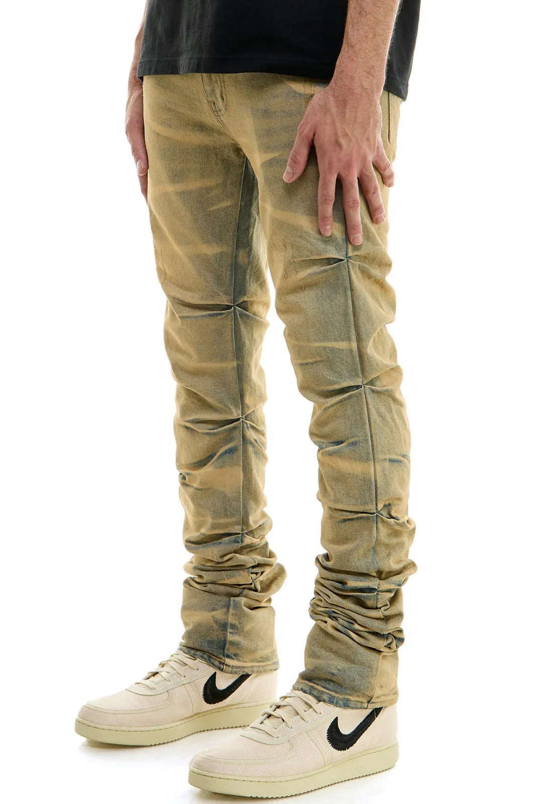 Shirring Stacked Jeans - Stacked Fit