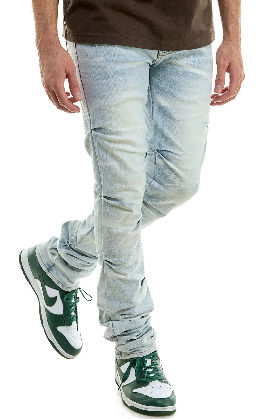 Shirring Stacked Jeans - Stacked Fit