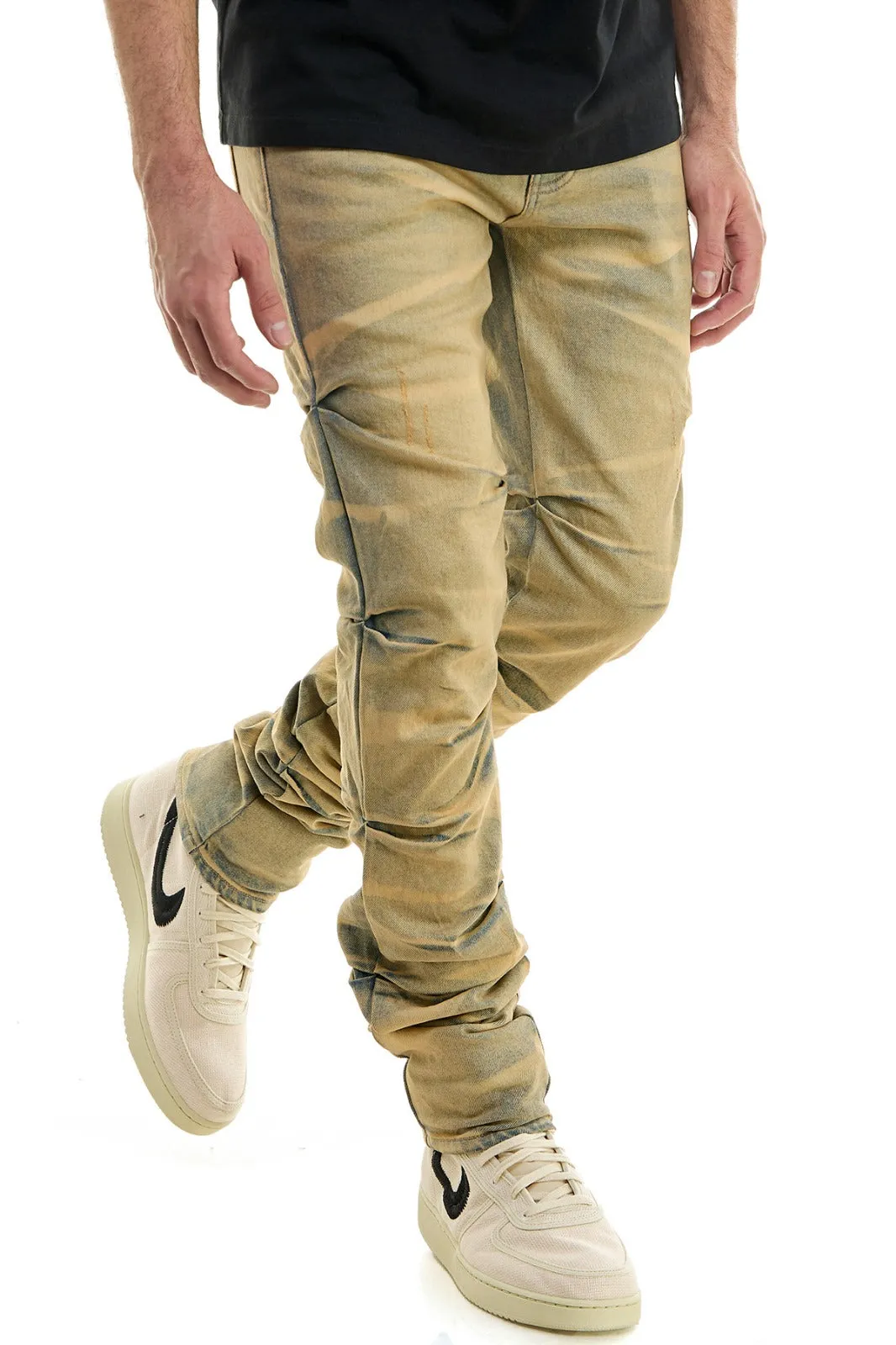 Shirring Stacked Jeans - Stacked Fit