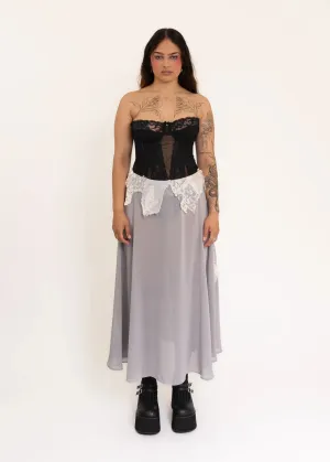 Silk skirt with lace appliqué