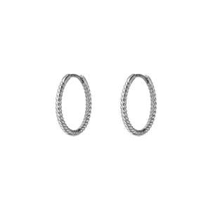 Silver textured hoops 13mm