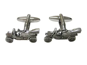 Silver Toned Textured Retro Car Cufflinks