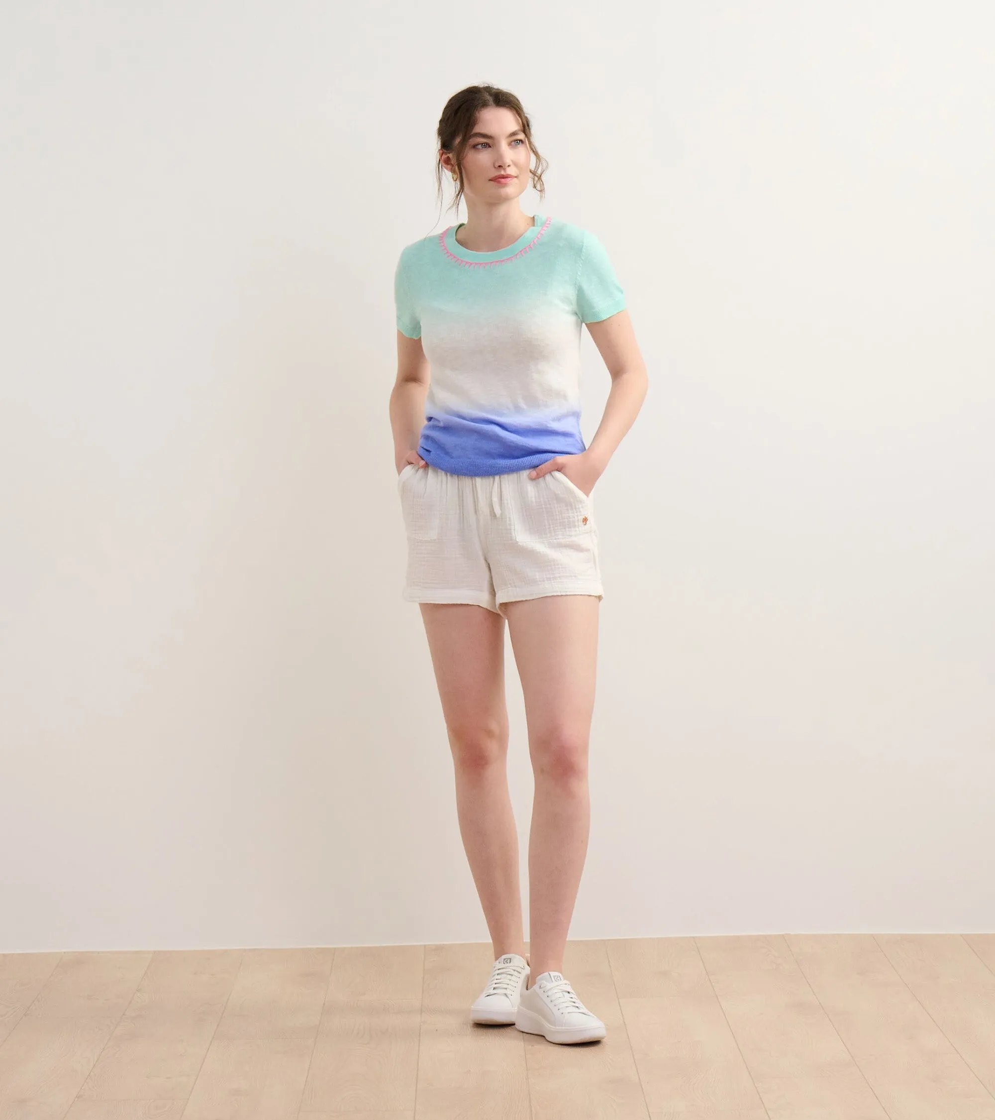 Simone Knit Tee - Ocean Dip Dye