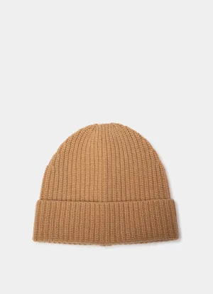 Single Fold Cashmere Beanie Caramel