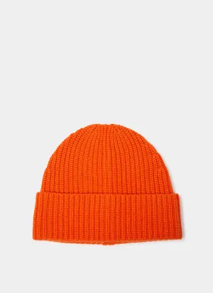 Single Fold Cashmere Beanie Orange