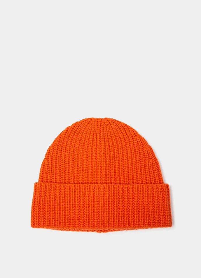 Single Fold Cashmere Beanie Orange