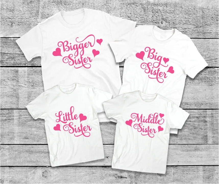 Sisters Matching White T-shirts