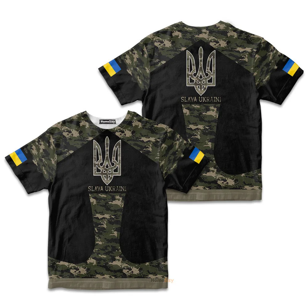 Slava Ukraine Kid Tshirt Ukrainian Flag Trident QT206181Hf