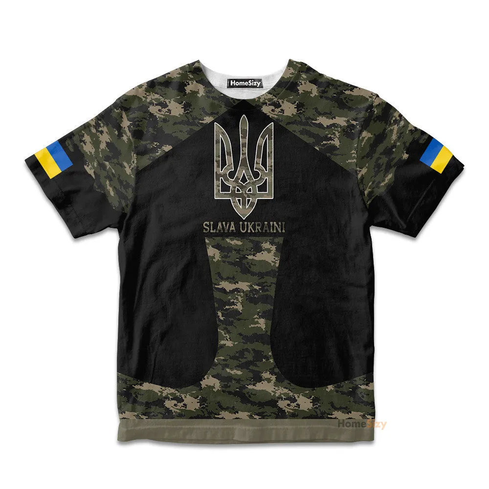 Slava Ukraine Kid Tshirt Ukrainian Flag Trident QT206181Hf