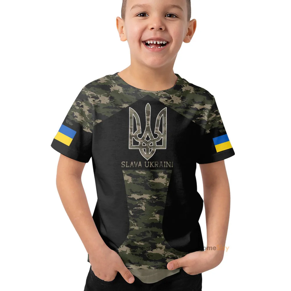 Slava Ukraine Kid Tshirt Ukrainian Flag Trident QT206181Hf