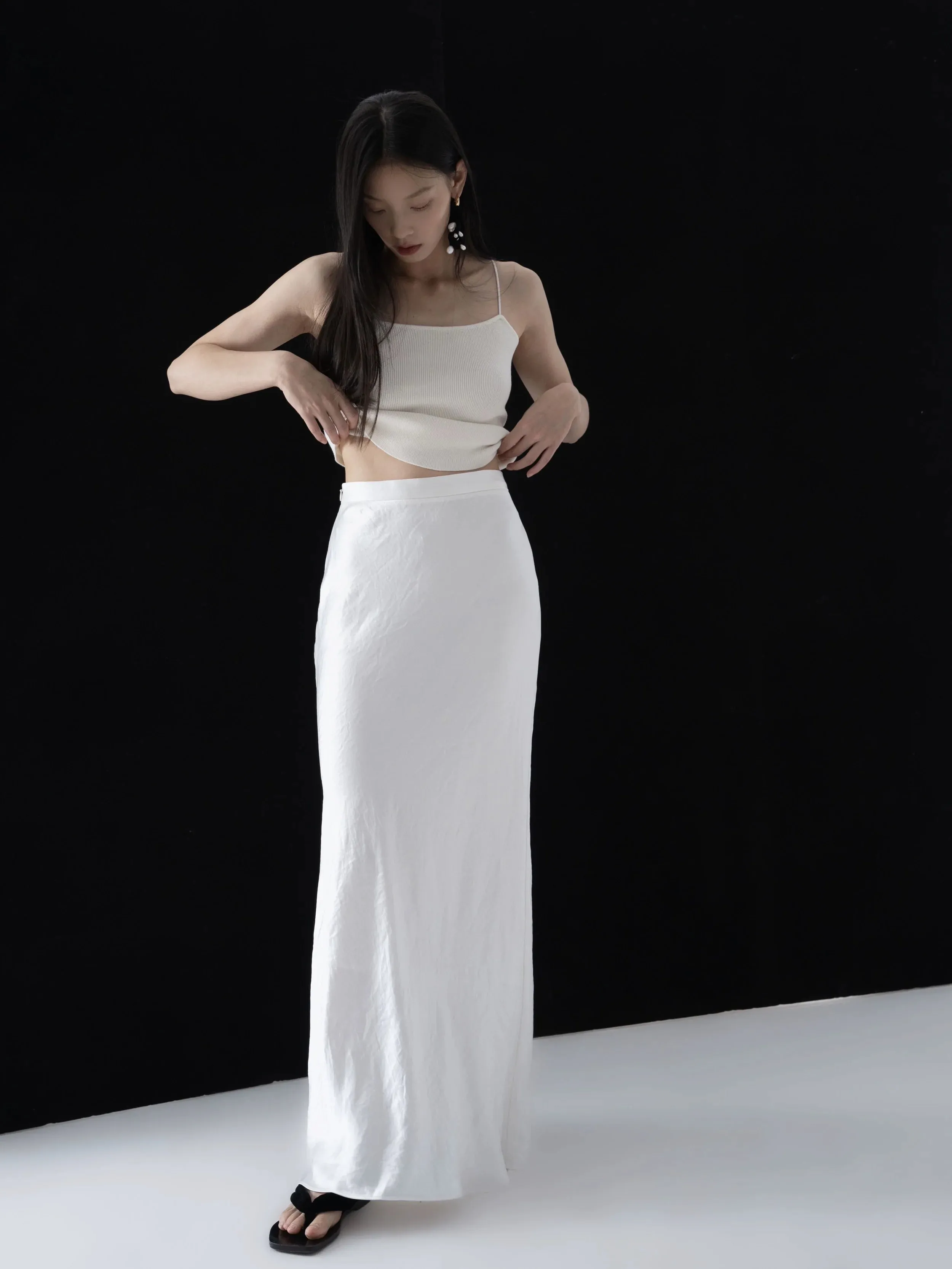 Sleek Satin Fishtail Skirt