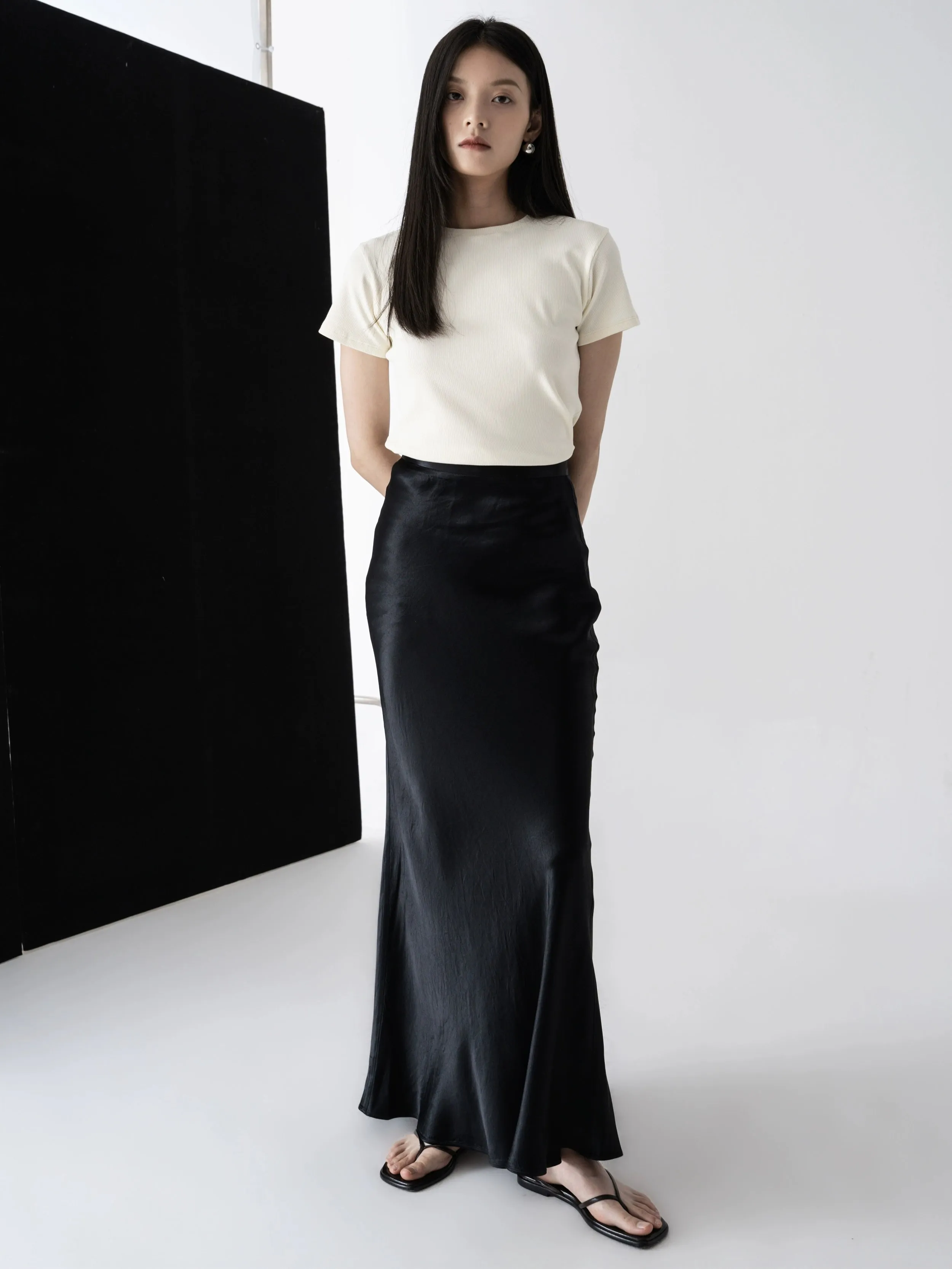 Sleek Satin Fishtail Skirt