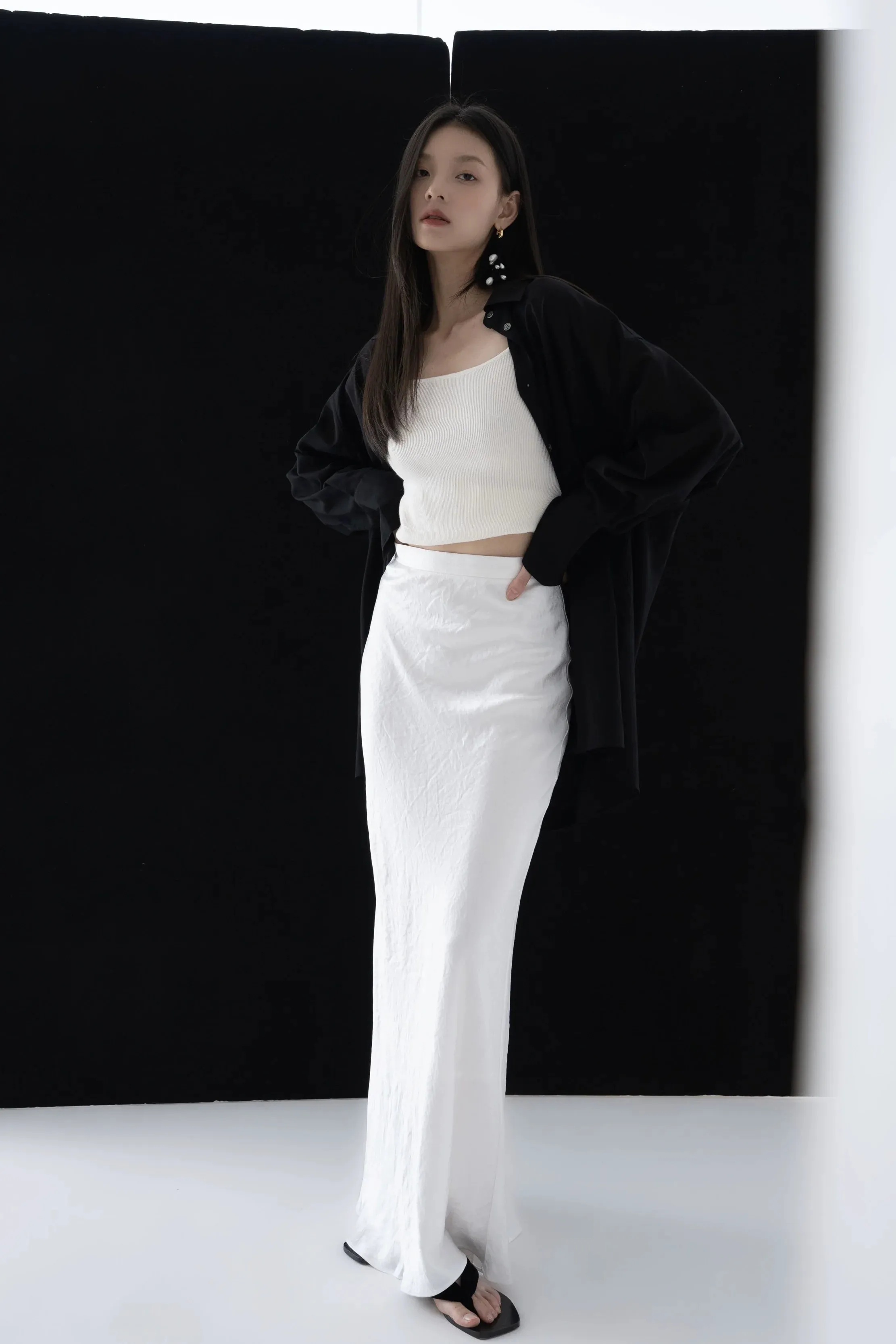 Sleek Satin Fishtail Skirt
