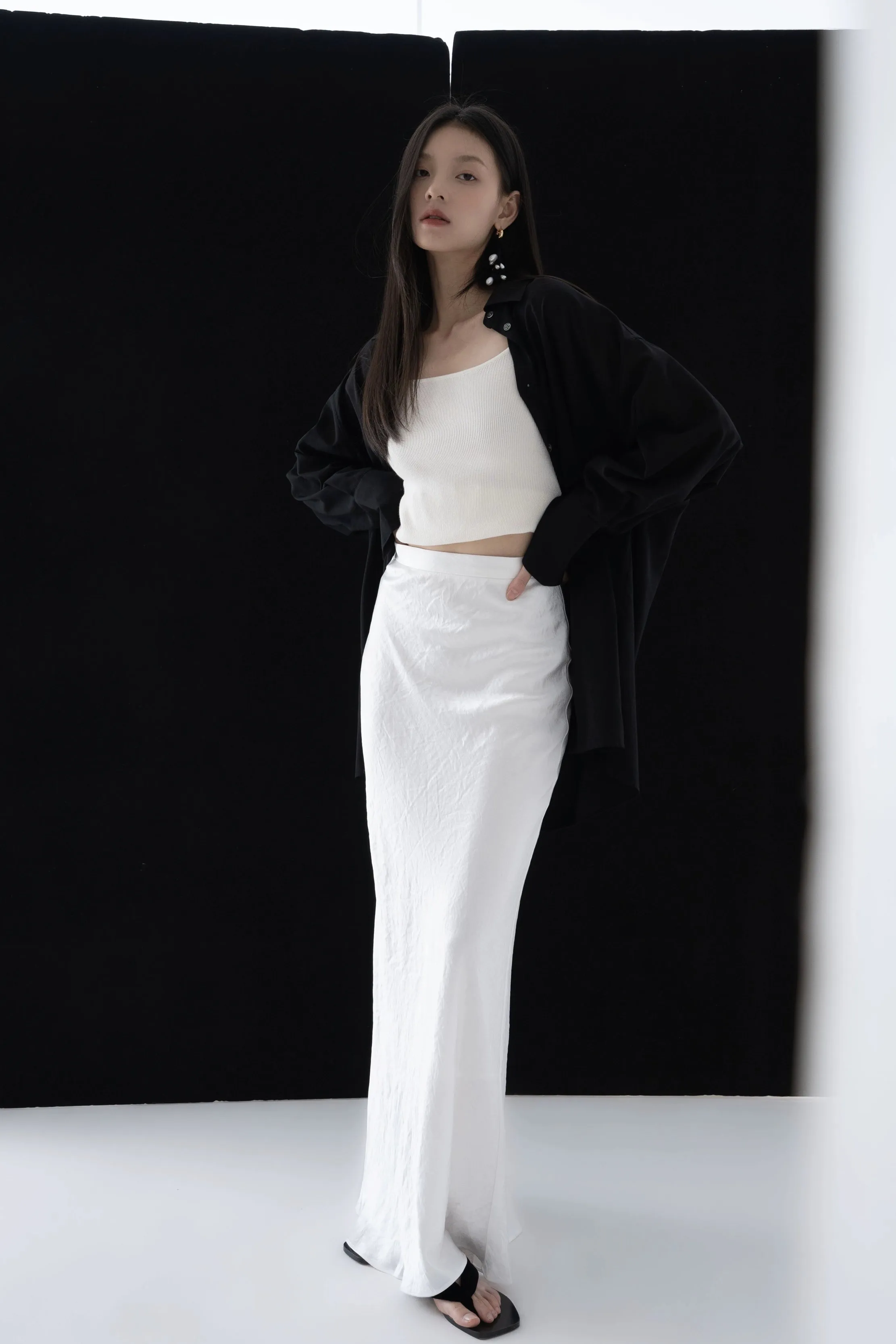 Sleek Satin Fishtail Skirt