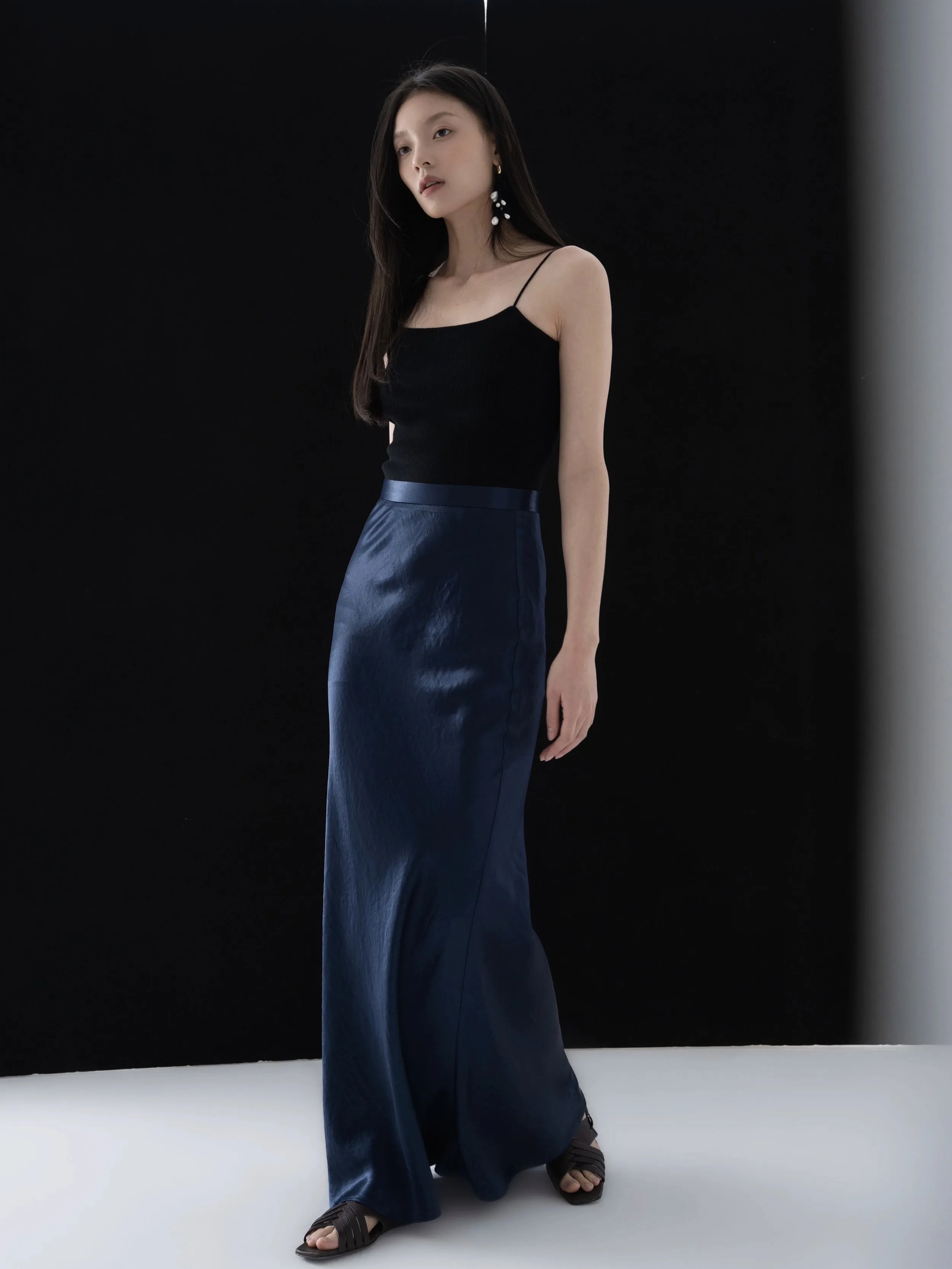 Sleek Satin Fishtail Skirt
