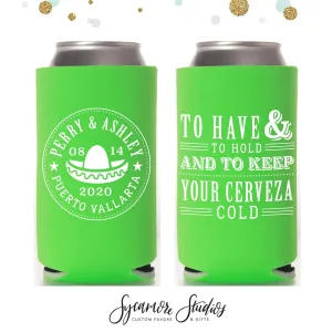 Slim 12oz Wedding Can Cooler #49S - Destination Wedding