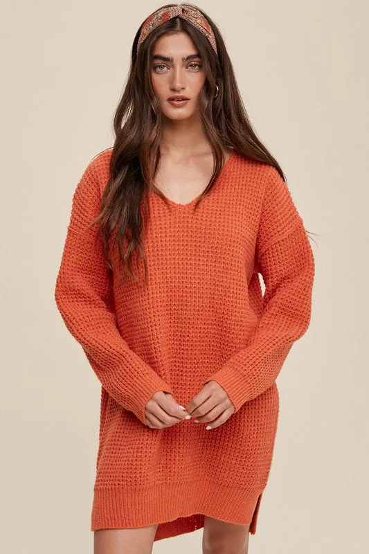 Slouchy V-neck Ribbed Knit Sweater, Listicle (Various Colors)