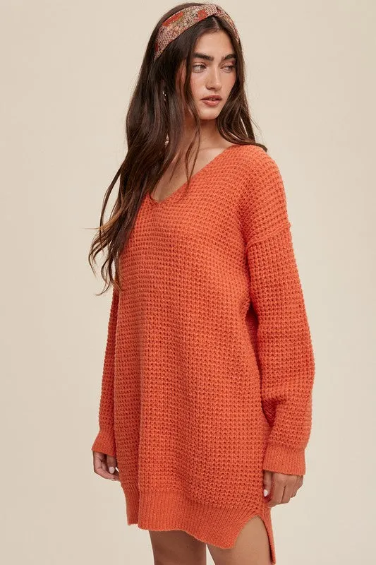 Slouchy V-neck Ribbed Knit Sweater, Listicle (Various Colors)