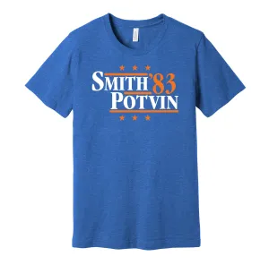 Smith & Potvin '83 - New York Hockey Legends Political Campaign Parody T-Shirt - Hyper Than Hype Shirts