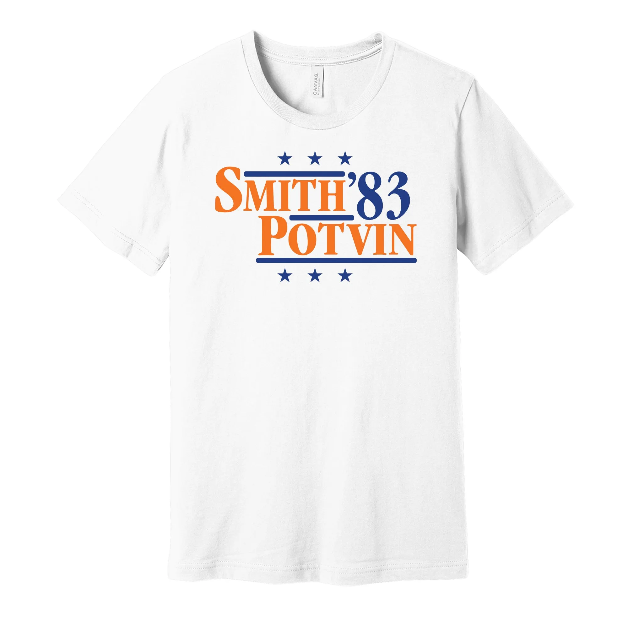 Smith & Potvin '83 - New York Hockey Legends Political Campaign Parody T-Shirt - Hyper Than Hype Shirts