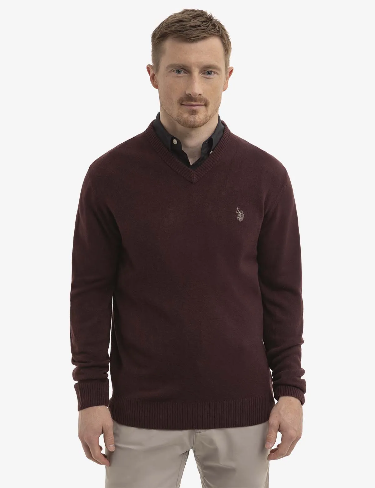 SOFT SOLID JERSEY V-NECK SWEATER