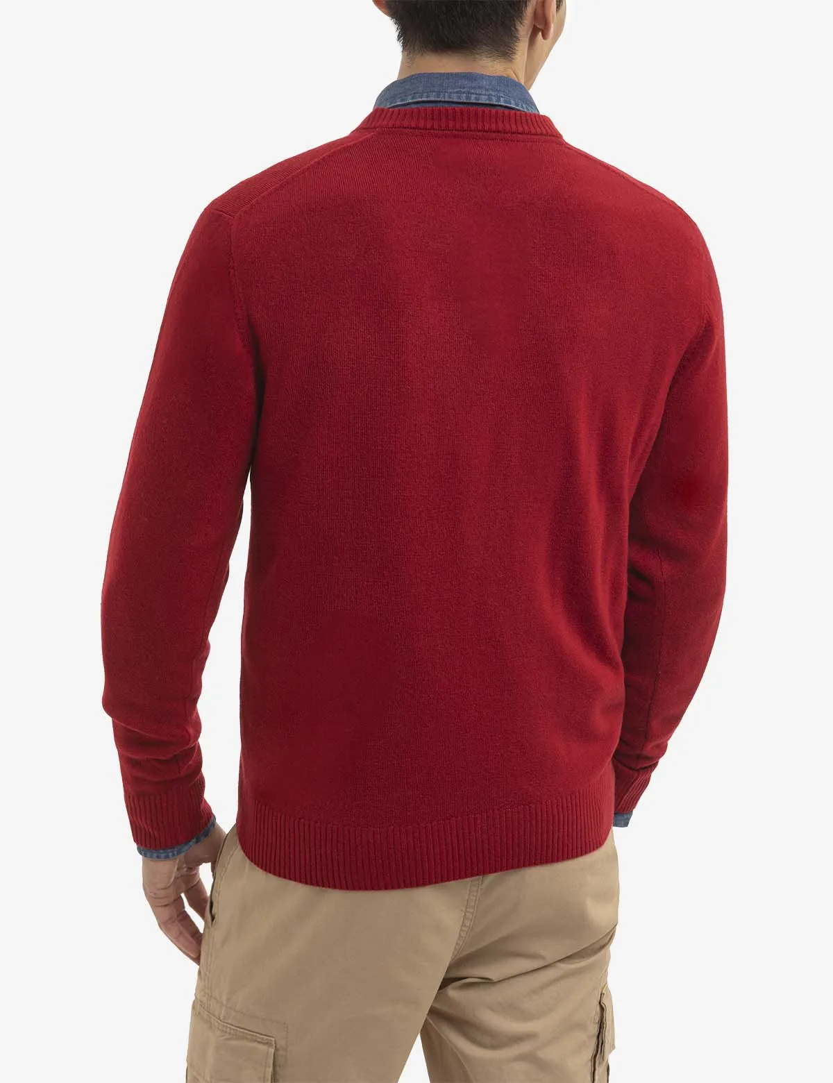 SOFT SOLID JERSEY V-NECK SWEATER