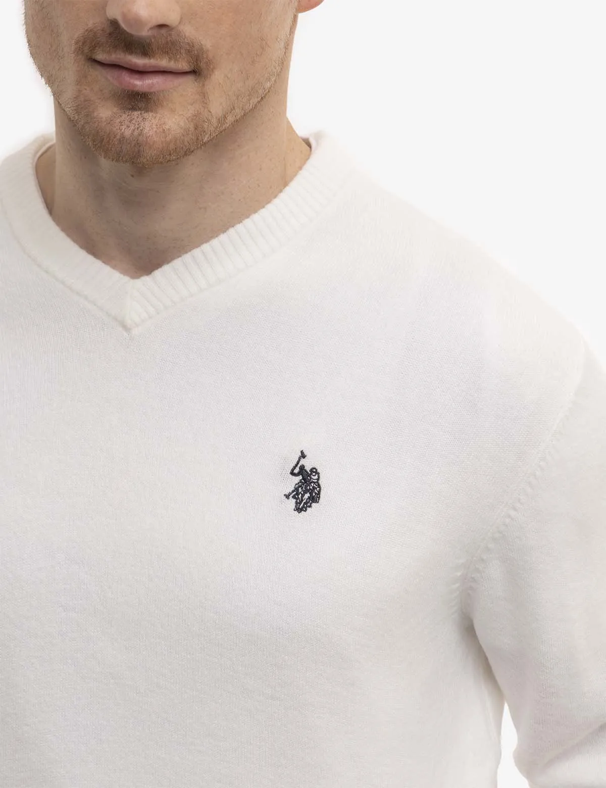SOFT SOLID JERSEY V-NECK SWEATER