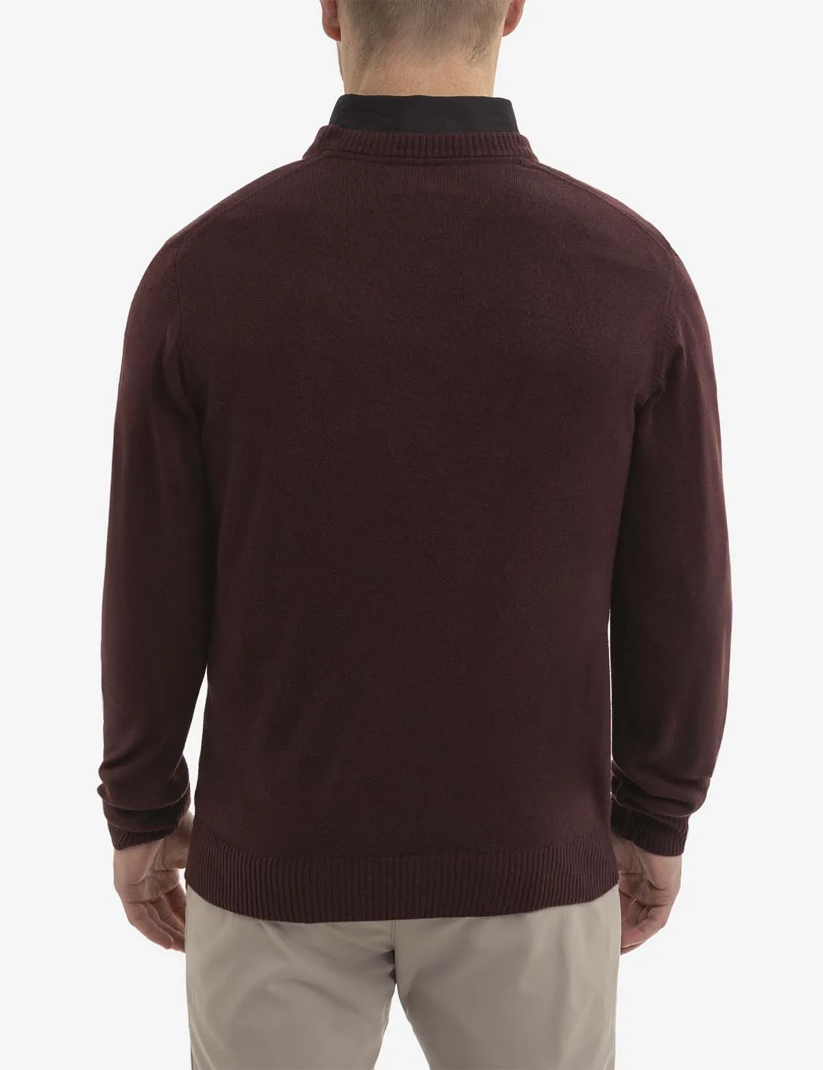 SOFT SOLID JERSEY V-NECK SWEATER