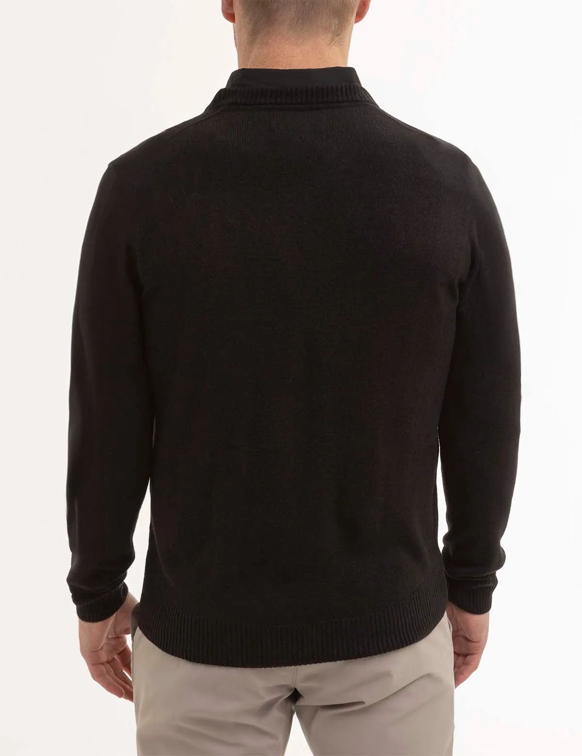 SOFT SOLID JERSEY V-NECK SWEATER