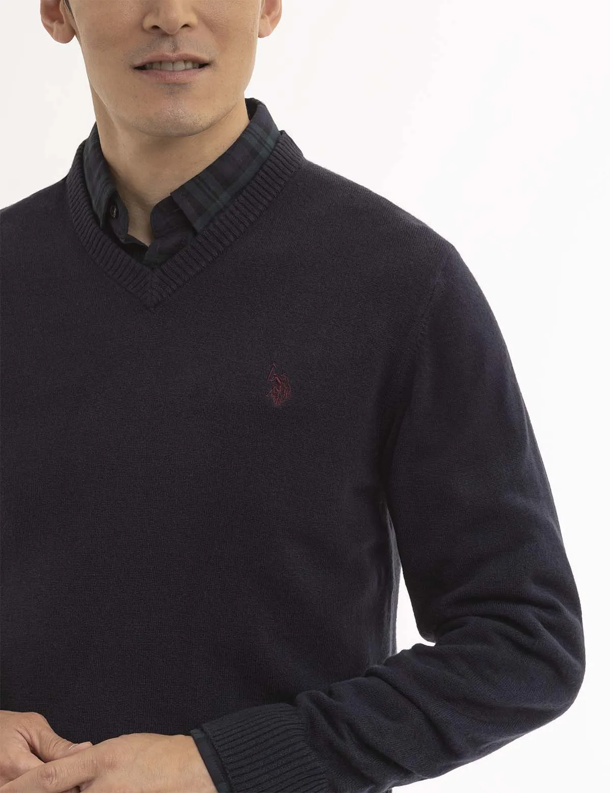 SOFT SOLID JERSEY V-NECK SWEATER