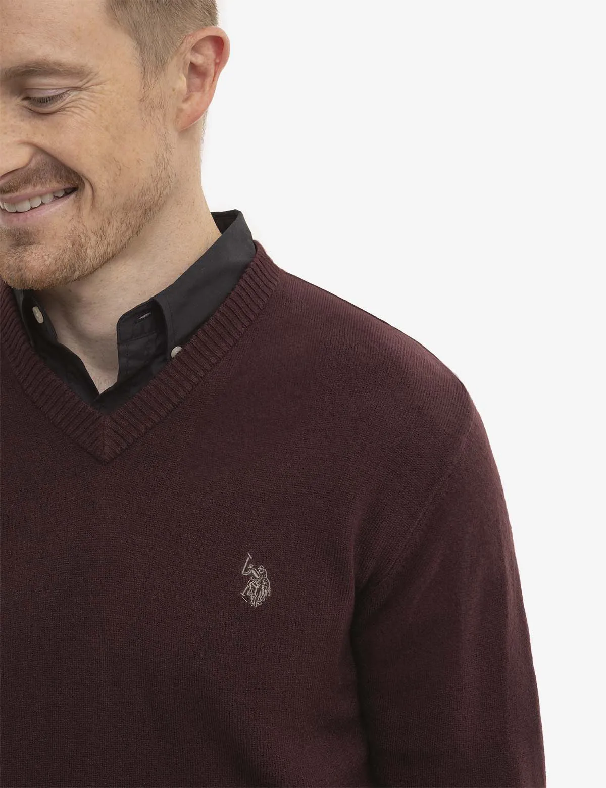 SOFT SOLID JERSEY V-NECK SWEATER