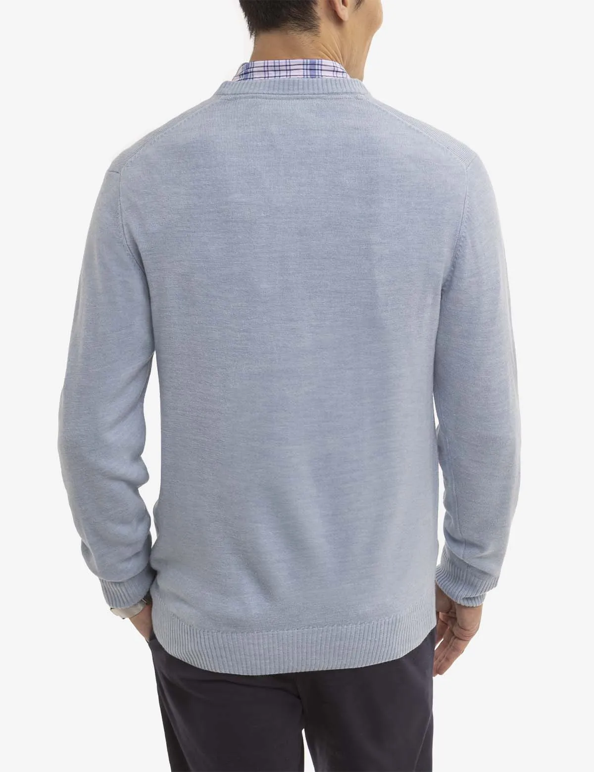 SOFT SOLID JERSEY V-NECK SWEATER