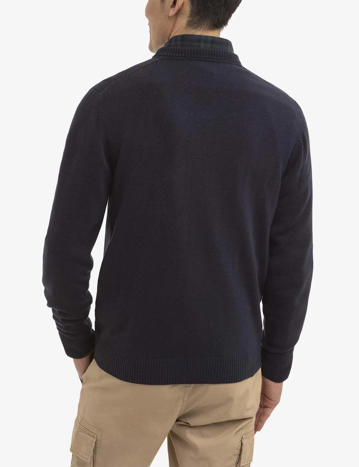 SOFT SOLID JERSEY V-NECK SWEATER