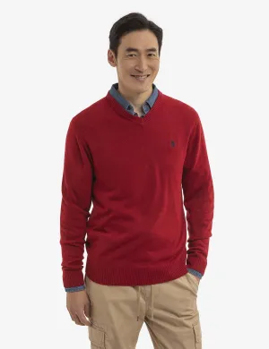 SOFT SOLID JERSEY V-NECK SWEATER