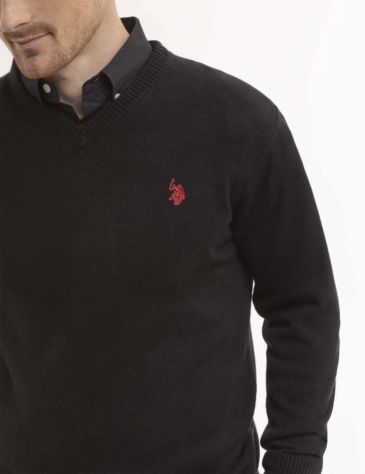 SOFT SOLID JERSEY V-NECK SWEATER