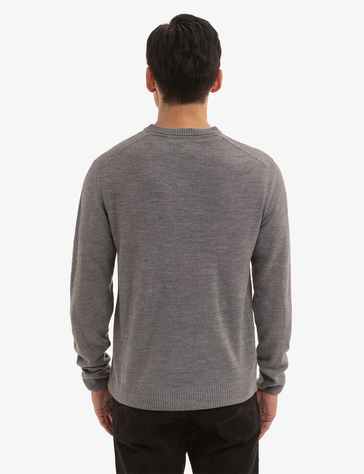 SOFT SOLID JERSEY V-NECK SWEATER