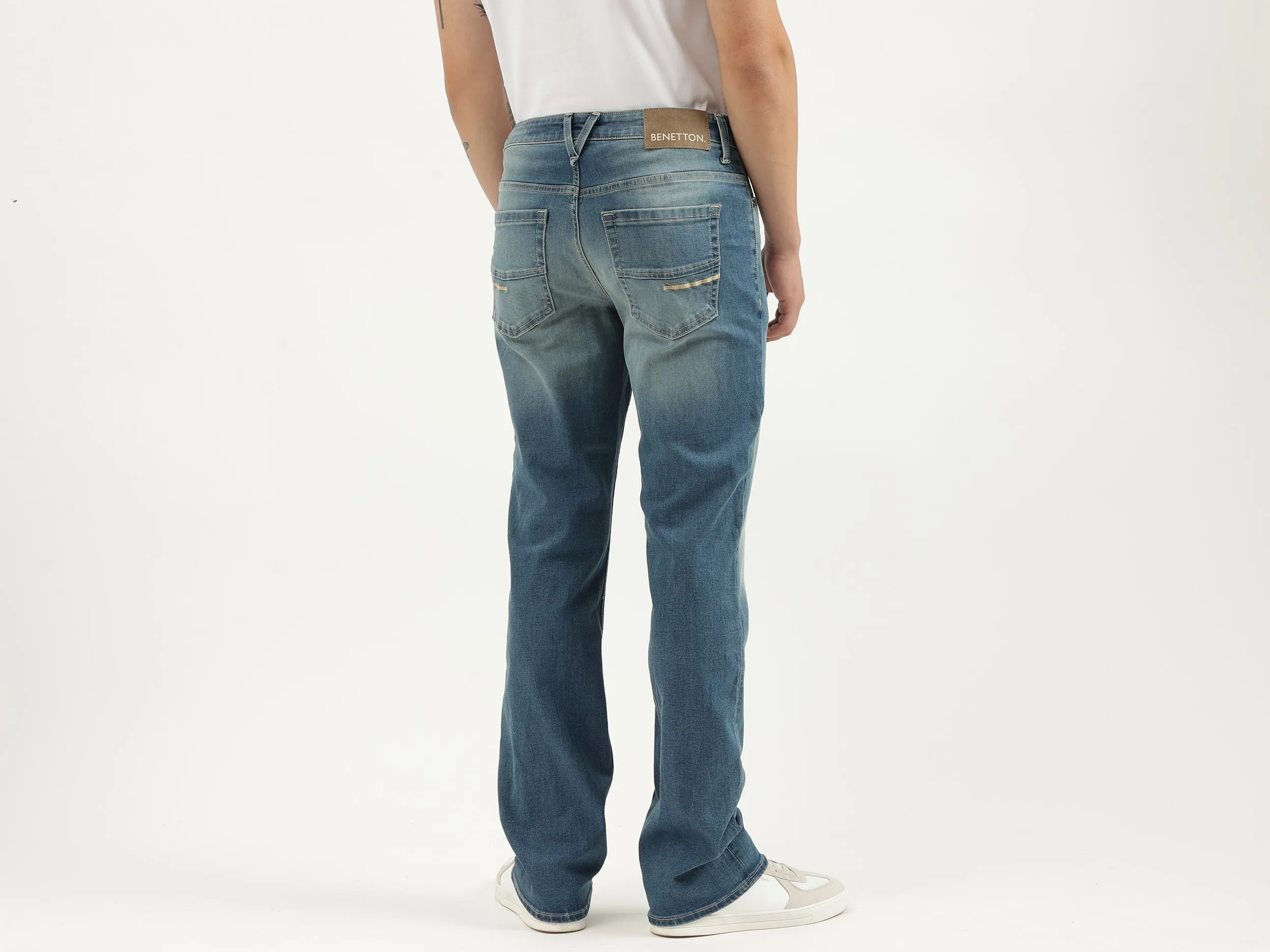 Solid Boot-Leg Fit Jeans