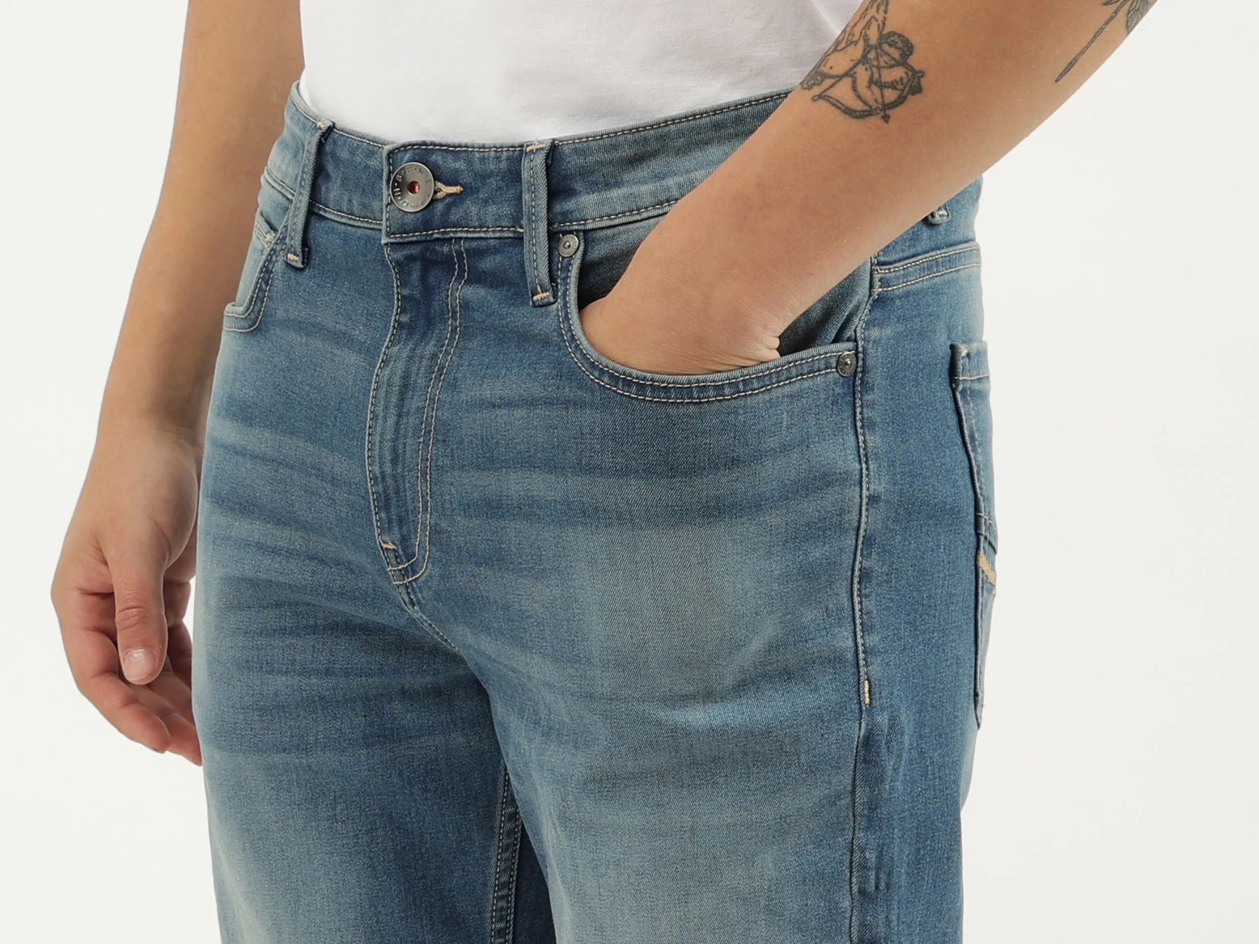 Solid Boot-Leg Fit Jeans