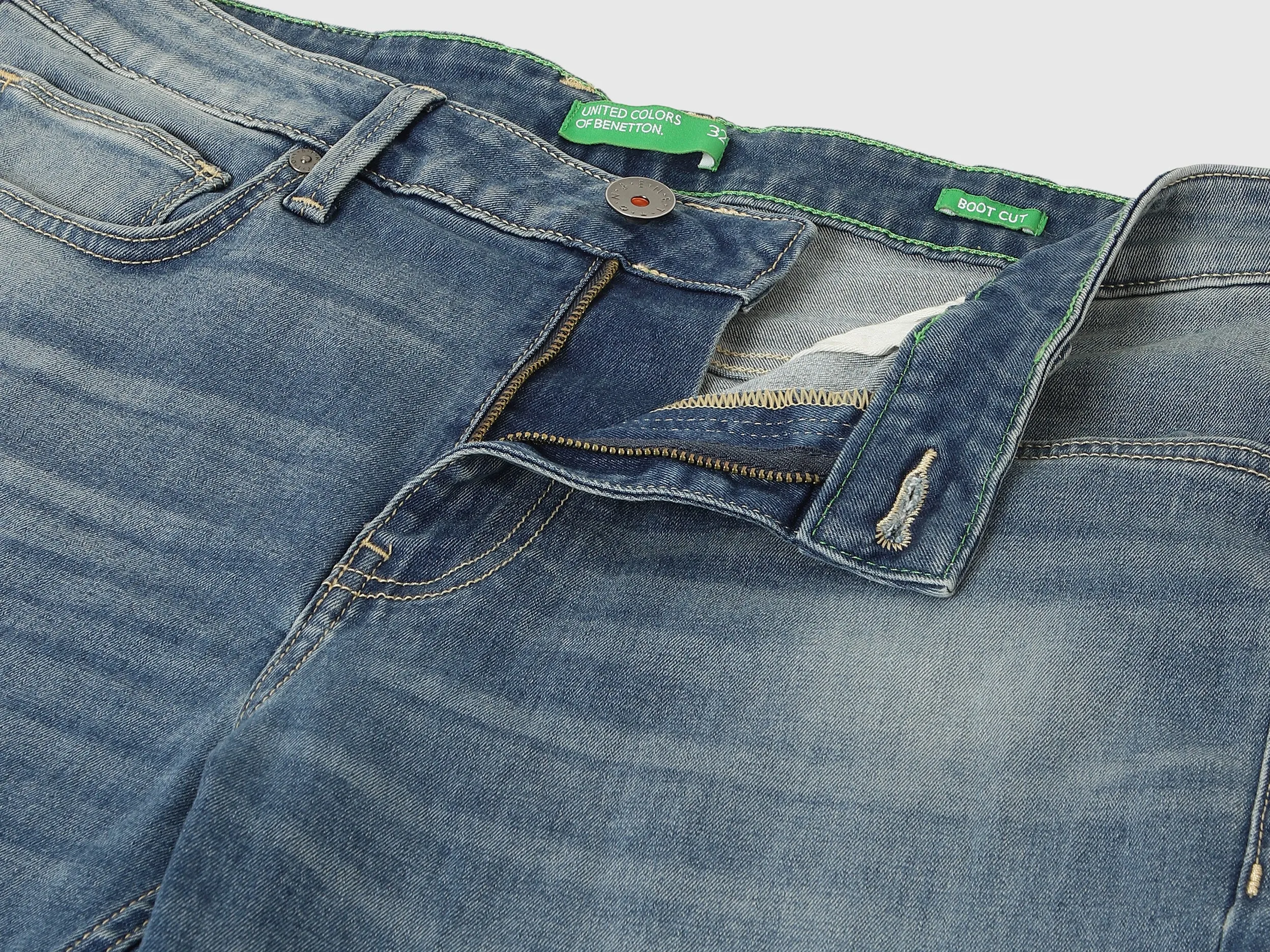 Solid Boot-Leg Fit Jeans