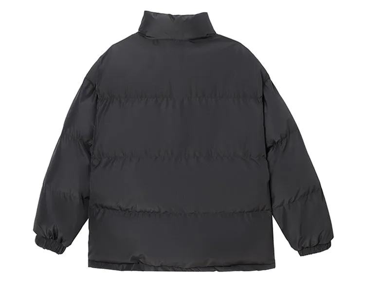 Solid Color Quilted Puffer Jacket with Full Zip for Women