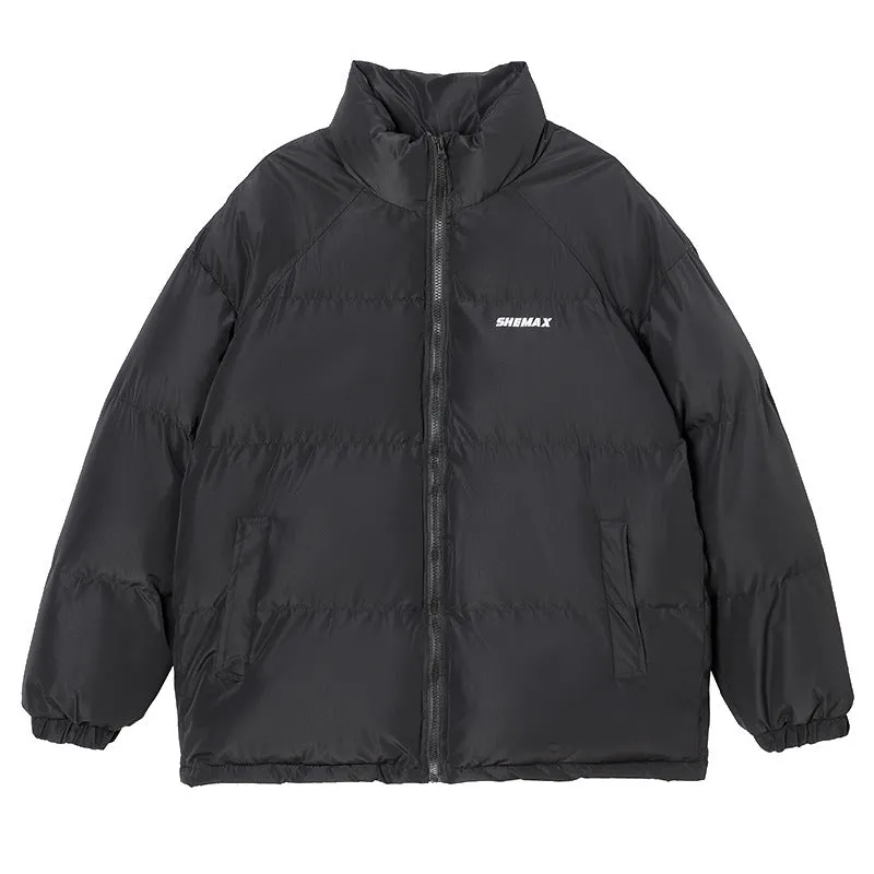 Solid Color Quilted Puffer Jacket with Full Zip for Women