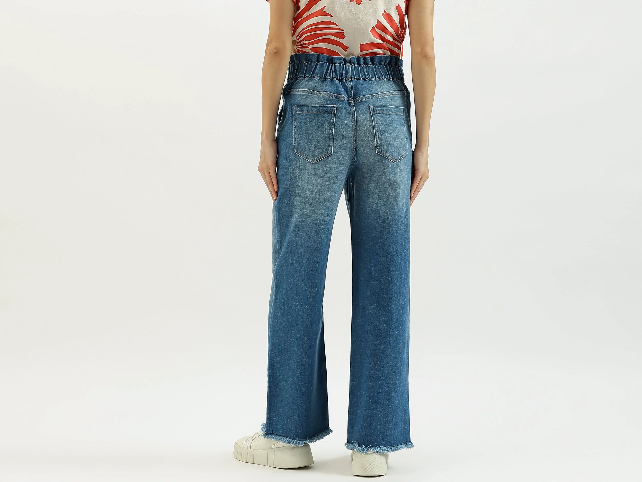Solid Wide Leg Jeans